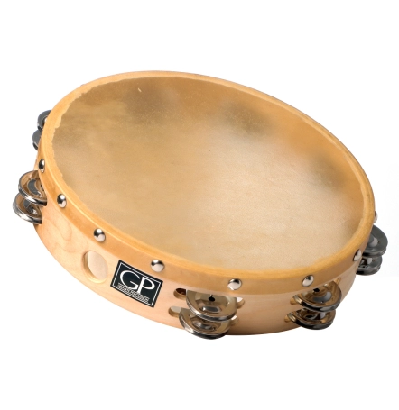 image 1 GP-TAMB1 10-inch Wood Frame Tambourine with Natural Head