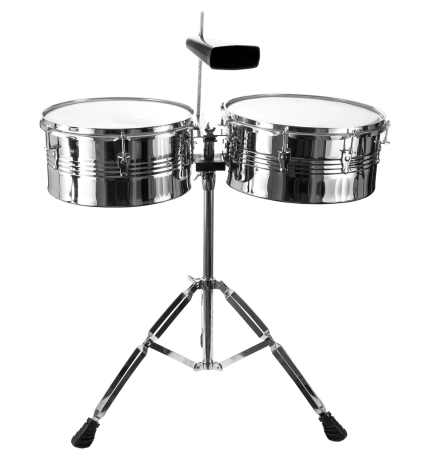 image 1 GP-TIMBALEC Timbale Set (13 & 14 inch) with Stand & Cowbell – Chrome