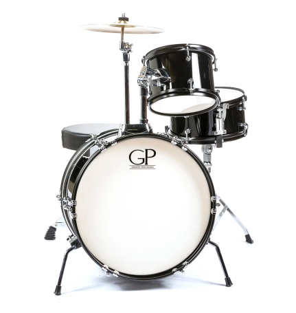 image 1 GP-JR3BK Junior 3-Piece Drum Kit (Black) with Cymbals and Hardware