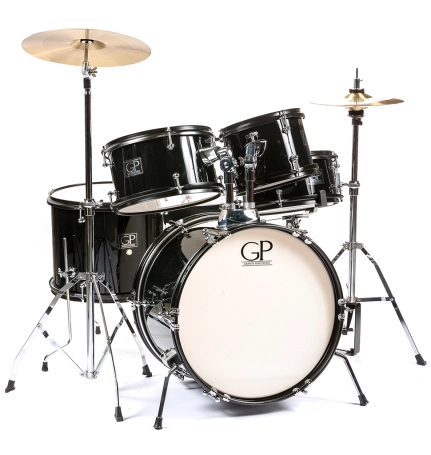 image 1 GP-JR5BK Junior 5-Piece Drum Kit (Black) with Cymbals and Hardware