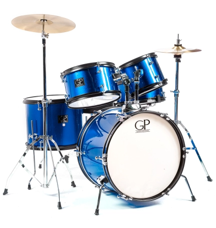 image 1 GP-JR5BL Junior 5-Piece Drum Kit (Blue) with Cymbals and Hardware