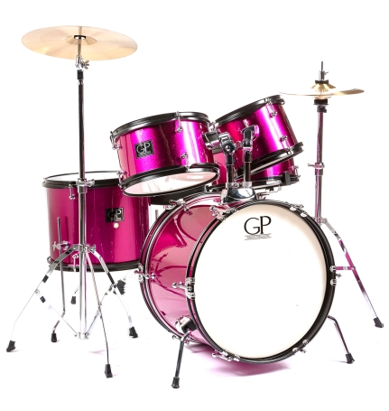 image 1 GP-JR5PK Junior 5-Piece Drum Kit (Pink) with Cymbals and Hardware