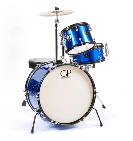 image 1 GP-JR3BL Junior 3-Piece Drum Kit (Blue) with Cymbals and Hardware